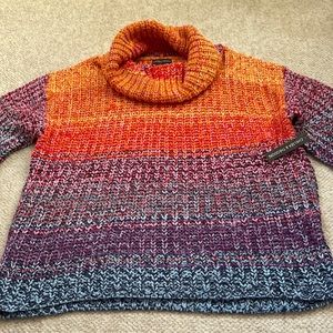 Chelsea & Theodore multi-color knitted cowl neck sweater